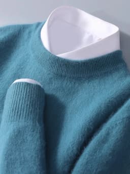 New mink cashmere sweater men's crewneck loose solid color cashmere undercoat youth business knit undercoat sweater