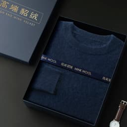New mink cashmere sweater men's crewneck loose solid color cashmere undercoat youth business knit undercoat sweater