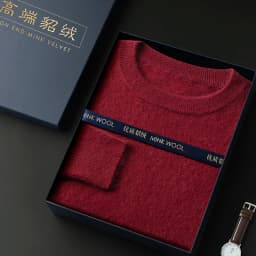 New mink cashmere sweater men's crewneck loose solid color cashmere undercoat youth business knit undercoat sweater