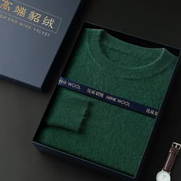 New mink cashmere sweater men's crewneck loose solid color cashmere undercoat youth business knit undercoat sweater