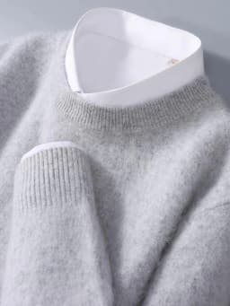 New mink cashmere sweater men's crewneck loose solid color cashmere undercoat youth business knit undercoat sweater