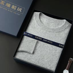 New mink cashmere sweater men's crewneck loose solid color cashmere undercoat youth business knit undercoat sweater