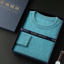 New mink cashmere sweater men's crewneck loose solid color cashmere undercoat youth business knit undercoat sweater