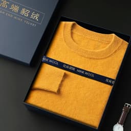 New mink cashmere sweater men's crewneck loose solid color cashmere undercoat youth business knit undercoat sweater