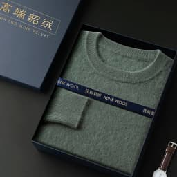 New mink cashmere sweater men's crewneck loose solid color cashmere undercoat youth business knit undercoat sweater