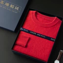 New mink cashmere sweater men's crewneck loose solid color cashmere undercoat youth business knit undercoat sweater