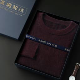 New mink cashmere sweater men's crewneck loose solid color cashmere undercoat youth business knit undercoat sweater
