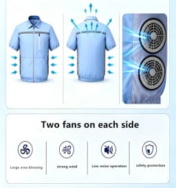 Men'S Summer Short Sleeved Double-Sided Four Fan Air Conditioning Clothes Heatstroke Prevention Cooling (Excluding Power Bank)