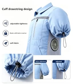 Men'S Summer Short Sleeved Double-Sided Four Fan Air Conditioning Clothes Heatstroke Prevention Cooling (Excluding Power Bank)