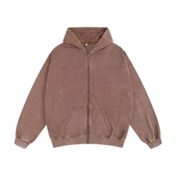 DIY Custom LOGO Cotton Washed Hoodie Zipper Sweatshirt Pants Tracksuit Men Women Retro Loose Distressed HipHop Oversized Big