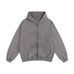 DIY Custom LOGO Cotton Washed Hoodie Zipper Sweatshirt Pants Tracksuit Men Women Retro Loose Distressed HipHop Oversized Big