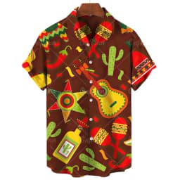 Vintage Men's Shirt Mexican style 3D Print Men's Clothing Summer  Casual Hawaii Beach Hawaiian Harajuku Fashion Holiday Shirt