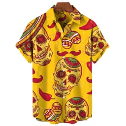 Vintage Men's Shirt Mexican style 3D Print Men's Clothing Summer  Casual Hawaii Beach Hawaiian Harajuku Fashion Holiday Shirt