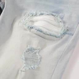 Men Pale Light Blue Biker Jeans Cracked Pleated Patch Patchwork Stretch Denim Pants Streetwear Holes Ripped Skinny Trousers