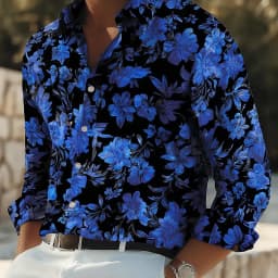 Men's Floral Print Neon Flowers Shirt Button Up Shirt Casual Dress Shirt Long Sleeve Streetwear Turndown 3D Print Collared Shirt