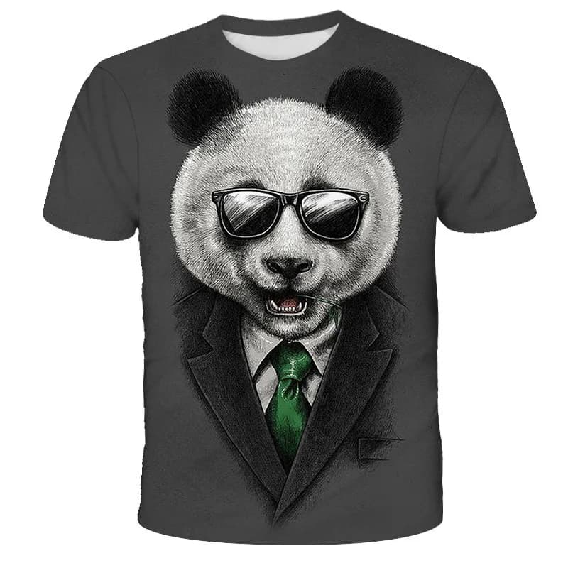 Cartoon Men's T-Shirt 3D Sunglasses Panda T Shirt For Men Funny Comfortable Neck Men's Clothing Large Size Tops Moda Tee