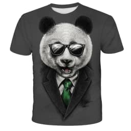 Cartoon Men's T-Shirt 3D Sunglasses Panda T Shirt For Men Funny Comfortable Neck Men's Clothing Large Size Tops Moda Tee