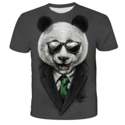 Cartoon Men's T-Shirt 3D Sunglasses Panda T Shirt For Men Funny Comfortable Neck Men's Clothing Large Size Tops Moda Tee