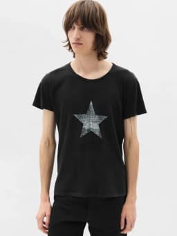 Ann 26ss pentagram printed streamer washed old loose retro short-sleeved T-shirt