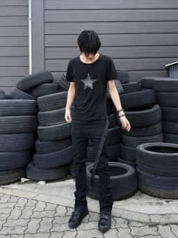 Ann 26ss pentagram printed streamer washed old loose retro short-sleeved T-shirt