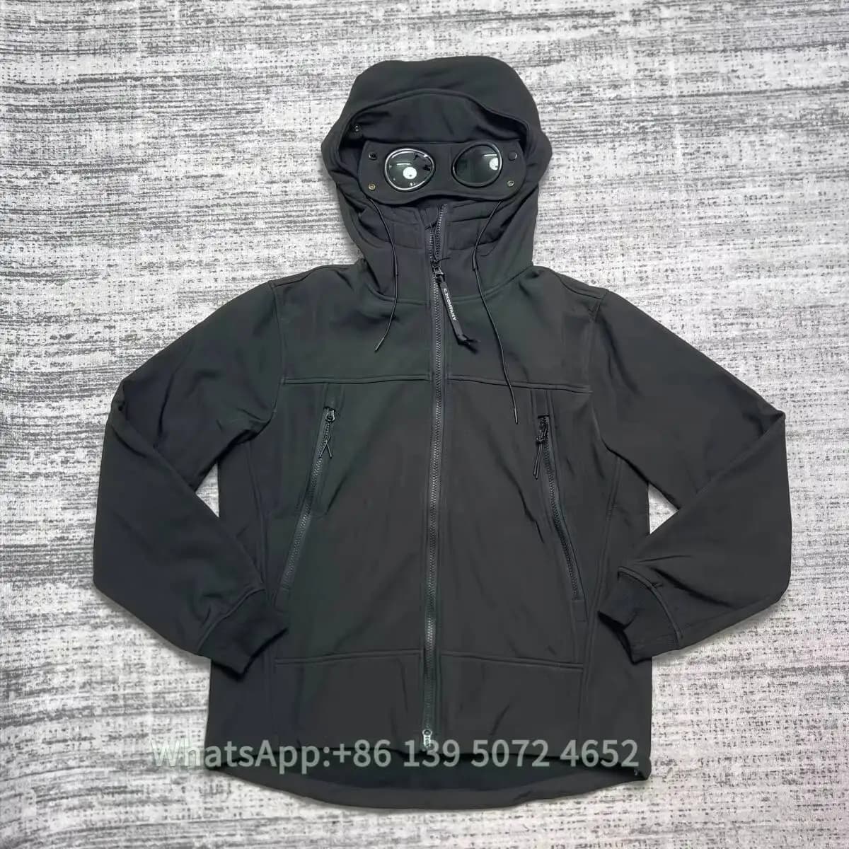 2026 For Men's Iconic Goggle Lens Hooded Jacket, Softshell Fleece Lined Windproof Coat, Outdoor Sports Casual Zip Up Jacket