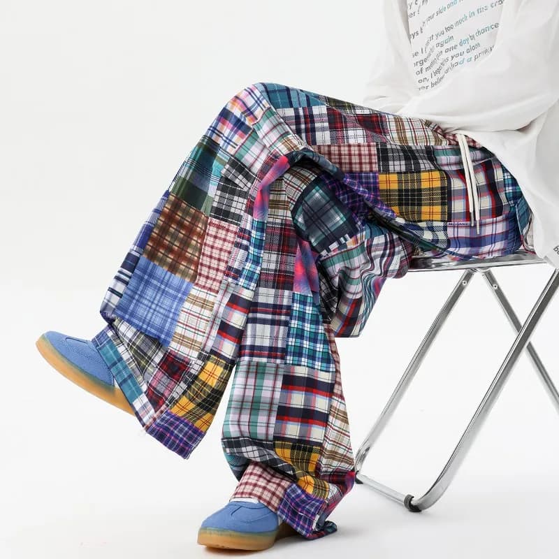 Spring Autumn Men's Hip Hop Patchwork Harem Pants High Street Loose Wide Leg Trousers Casual Drop Crotch Streetwear Pants Men