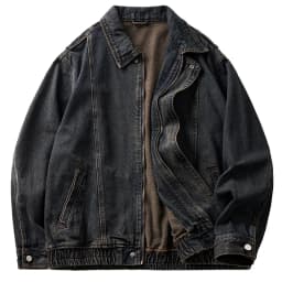 High street vintage, faded and washed workwear denim jacket for men's autumn loose jacket