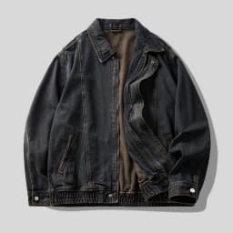 High street vintage, faded and washed workwear denim jacket for men's autumn loose jacket