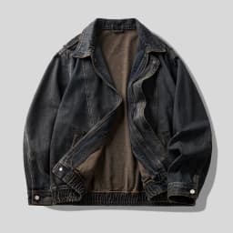 High street vintage, faded and washed workwear denim jacket for men's autumn loose jacket