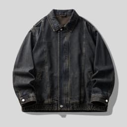 High street vintage, faded and washed workwear denim jacket for men's autumn loose jacket
