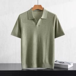 Summer New Men's 100% Lyocell POLO Collar Solid Color T-Shirt Knit Pullover Bussiness Casual Short-sleeved Jumper Thin Tops Tees