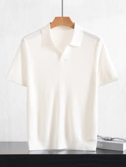 Summer New Men's 100% Lyocell POLO Collar Solid Color T-Shirt Knit Pullover Bussiness Casual Short-sleeved Jumper Thin Tops Tees