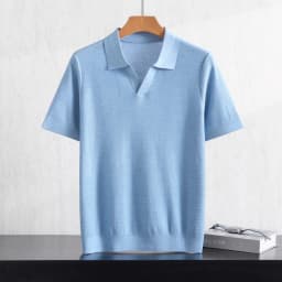 Summer New Men's 100% Lyocell POLO Collar Solid Color T-Shirt Knit Pullover Bussiness Casual Short-sleeved Jumper Thin Tops Tees