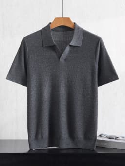 Summer New Men's 100% Lyocell POLO Collar Solid Color T-Shirt Knit Pullover Bussiness Casual Short-sleeved Jumper Thin Tops Tees