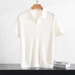 Summer New Men's 100% Lyocell POLO Collar Solid Color T-Shirt Knit Pullover Bussiness Casual Short-sleeved Jumper Thin Tops Tees