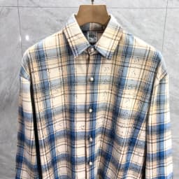 Starry Sky Hot Diamond Logo Checkered Long-sleeved Shirts High Street Casual Men's Women's Shirt Streetwear