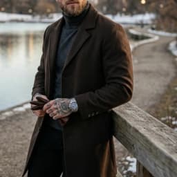 New Winter Men's Long Blended Coat with Single-Button Closure Business-Casual Jacket Men Street-Ready Suit-Style Outerwear