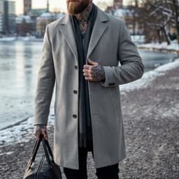 New Winter Men's Long Blended Coat with Single-Button Closure Business-Casual Jacket Men Street-Ready Suit-Style Outerwear