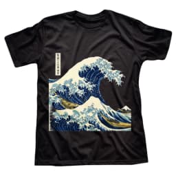 1Pcs 100% Cotton the Great Wave Off Kanagawa O-Neck Short Sleeves T-Shirt Print Plus Size Comfortable Casual Wear, Machine Washable