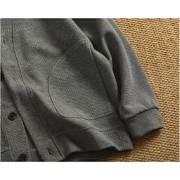 Retro cardigan jacket men's tops heavyweight thick textured V-neck knitted collarless sweatshirt
