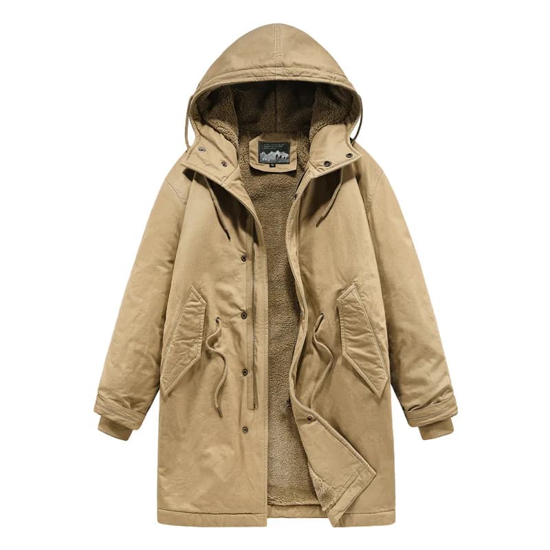 New American Retro M51 Mid-Length Windbreaker Parka with Hood Coat - Amish Cotton Long Coat for Men Fall/Winter