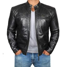 2024 New Spring and Autumn Men's Fashion Handsome Leather Coat Stand Collar Punk Motorcycle Leather Jacket Faux Leather