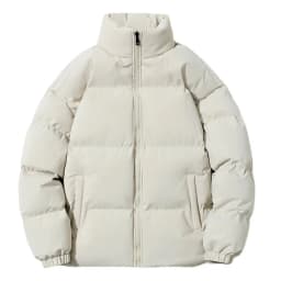Unisex Stand Collar Puffer Jacket Solid Color Casual Warm Short Winter Coat For Men Women