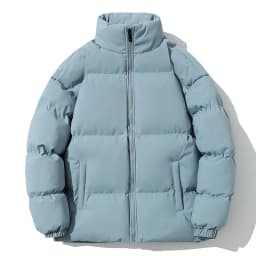 Unisex Stand Collar Puffer Jacket Solid Color Casual Warm Short Winter Coat For Men Women