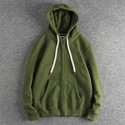 Autumn Winter American Retro Heavyweight Long Sleeved Hooded Hoodies Men's Simple Thickened Velvet Casual Cardigan Sweatshirts