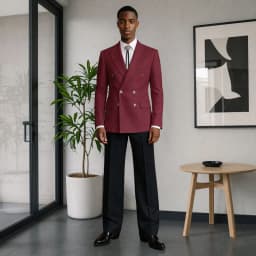 Men 2 Pieces Relaxed Slim Suit Double Breasted Round Buttons Prom Wedding Groom for Manor Garden Party Homecoming Formal Wear