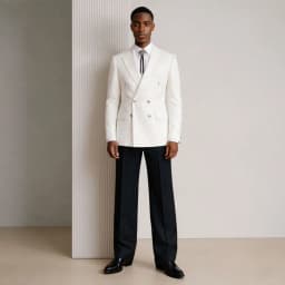 Men 2 Pieces Relaxed Slim Suit Double Breasted Round Buttons Prom Wedding Groom for Manor Garden Party Homecoming Formal Wear