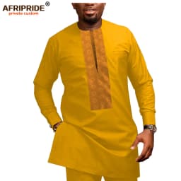2026 African Men Clothing Casual Tracksuit Dashiki Shirt Blouse+Ankara Pants 2 Piece Set Plus Size Tracksuit AFRIPRIDE A1916026