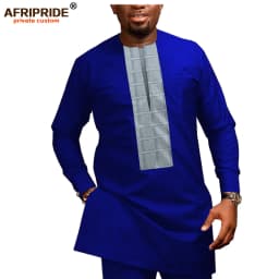 2026 African Men Clothing Casual Tracksuit Dashiki Shirt Blouse+Ankara Pants 2 Piece Set Plus Size Tracksuit AFRIPRIDE A1916026