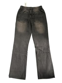 【HME】Men's Jeans | Black‑Grey Vintage Washed Denim Pants, Men Flare Wide‑Leg Denim Jeans With Partial Ripped Frayed Holes, Elastic Back Waist Relaxed Fit Denim Trousers, Distressed Denim Bottoms For Men Dark Street Daily Styling